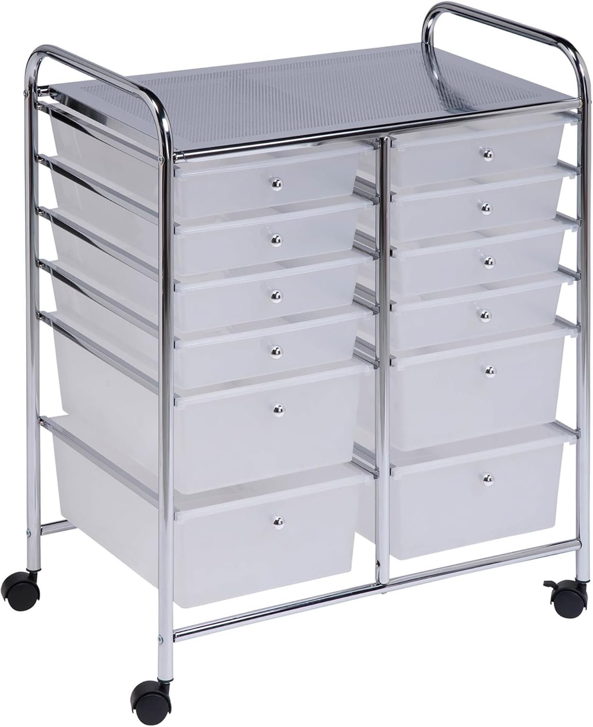 Honey-Can-Do Rolling Craft Storage Cart, Clear, 12-Drawer
