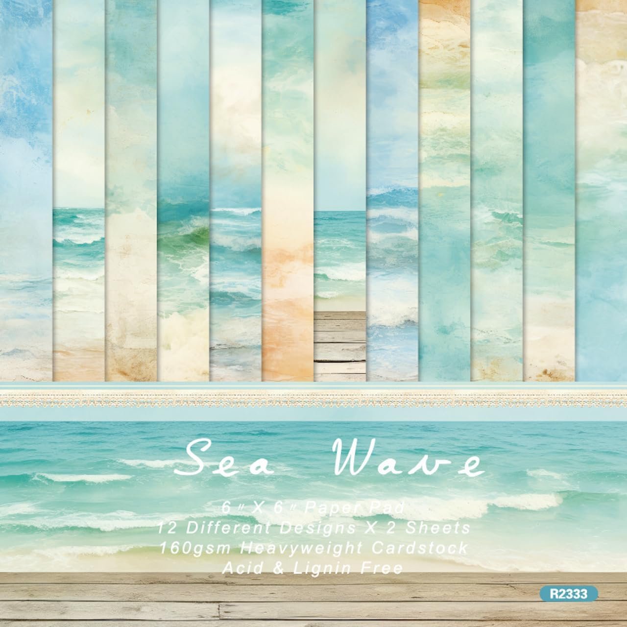 Scrapbook Paper Pad 6×6 Craft Paper Single-Sided Watercolor Seaside Background Beach Ocean Theme, Wedding, Birthday Party Decoration Sheets 24