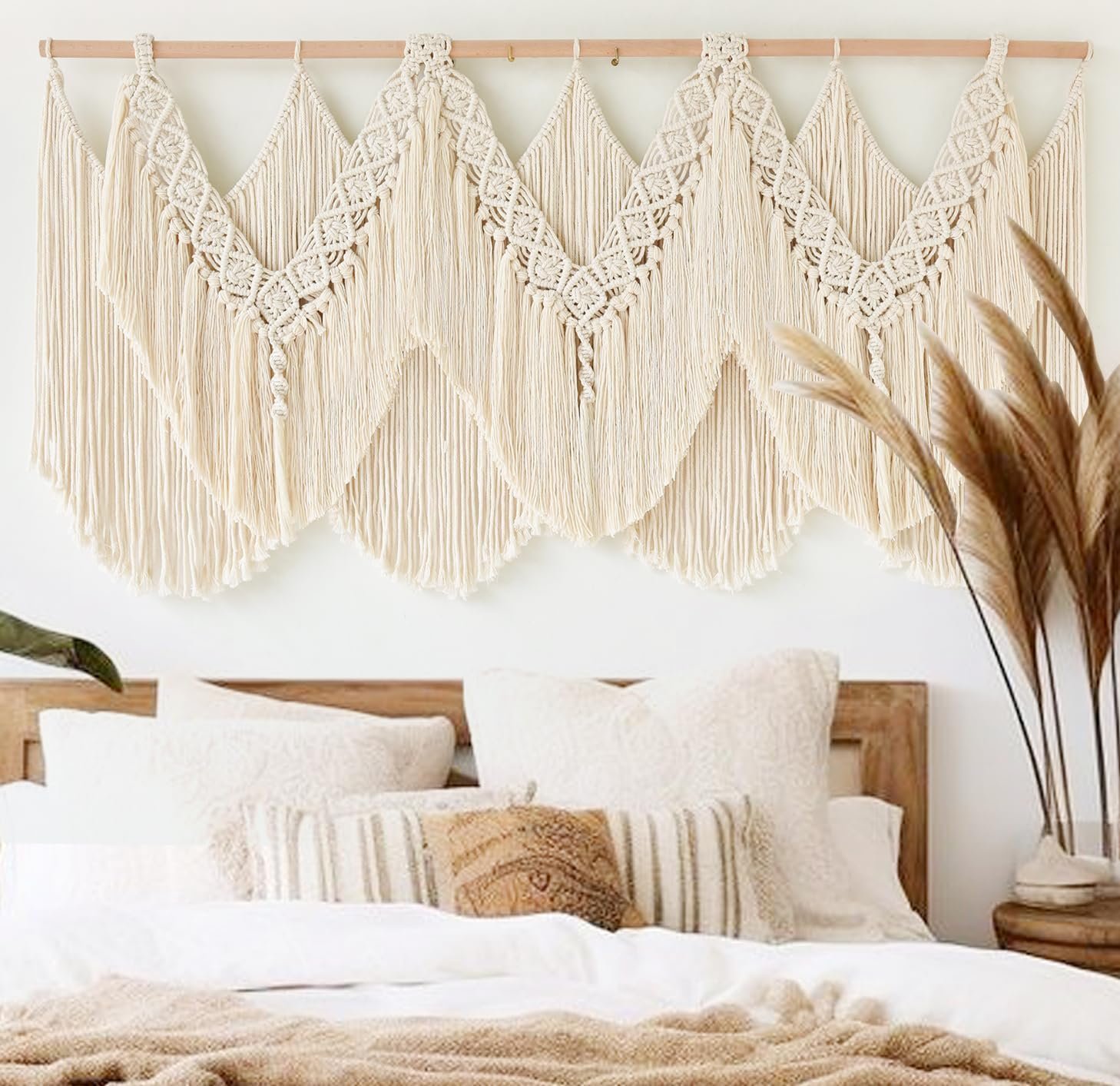 Macrame Wall Hanging Wedding Hanger Tassel Knotting Boho Decor 47″W*25″L