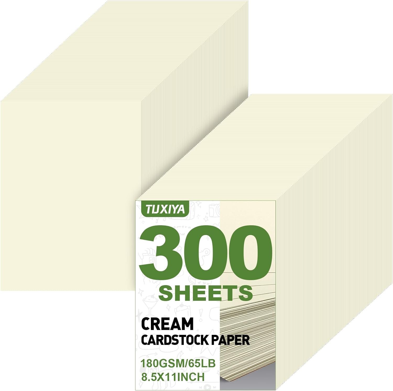 TUXIYA 300 Sheets Cream Cardstock Paper,8.5″ X 11″ Card Stock 180 GSM/65 LB