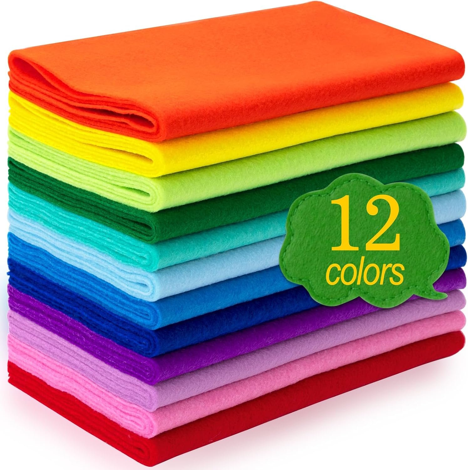 XSEINO 12 Rolls 8″x35″ 1.4mm Thick Soft Felt Fabric Sheet 12 Assorted Gradient Series Colors Felt Pack for DIY Craft Sewing Squares Nonwoven Patchwork