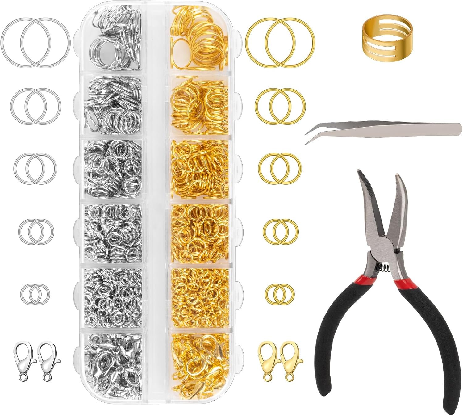 Amrules 1200 Pcs Jump Rings, Jewelry Making Kit, Silver and Gold