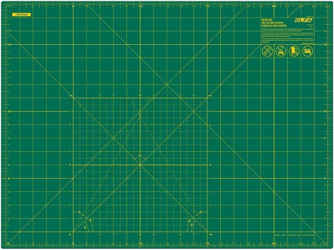 OLFA 18×24″ Self-Healing Rotary Cutting Mat (RM-SG) – Double-Sided, Green