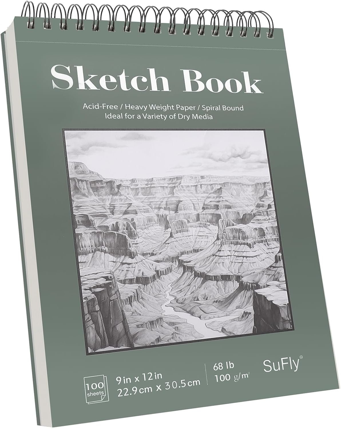 SuFly Sketch Book 9×12, 100-Sheet Drawing Paper Pad, 68lb/100gsm, Acid-Free