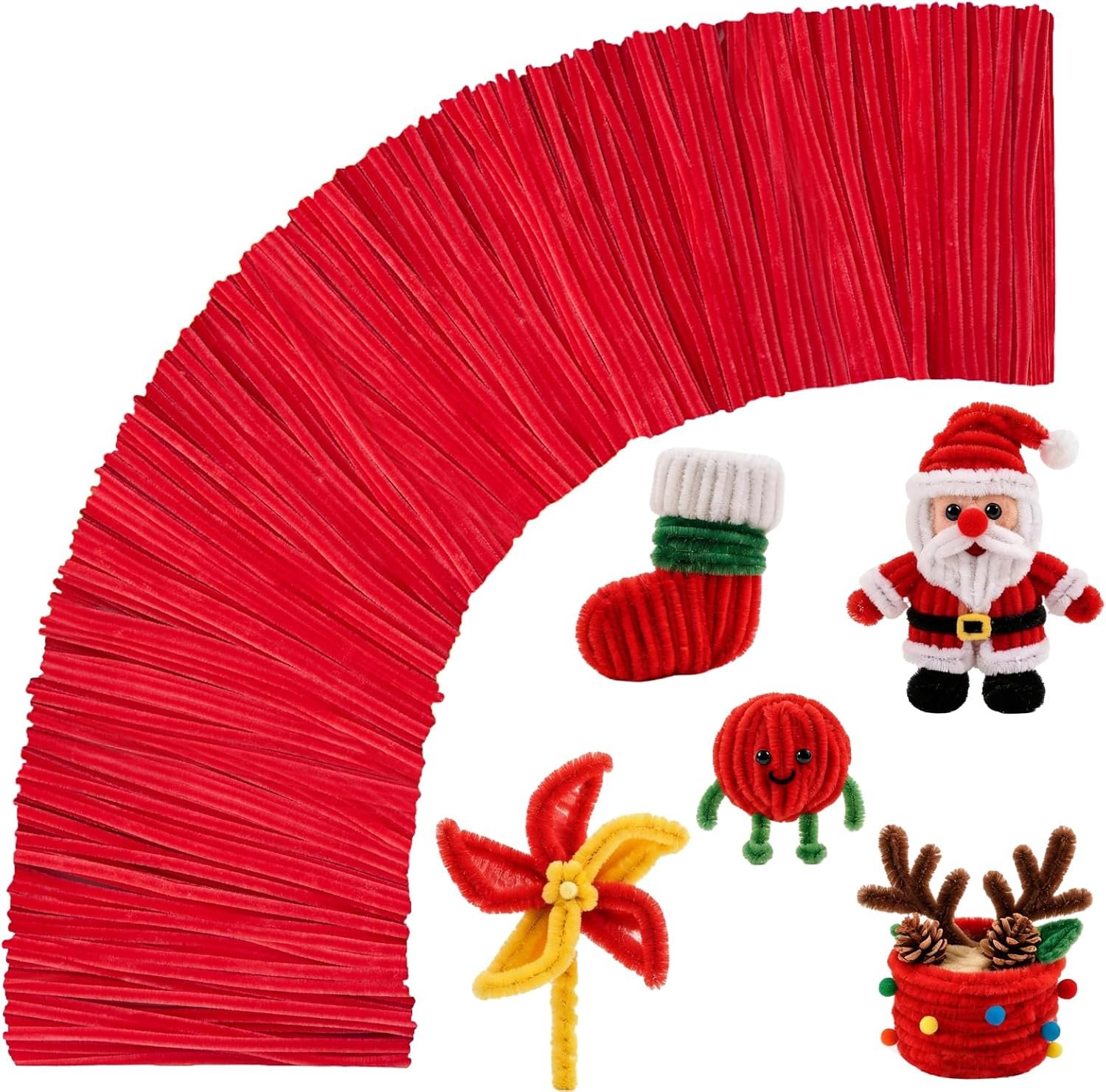 Red Pipe Cleaners Craft,200pcs Craft Supplies Chenille Stems Arts & Crafts for DIY Valentines Day Decorations,Flowers Making Pipe Cleaners Bulk Gifts for Her Room Decor,Valentine Candy Ornament