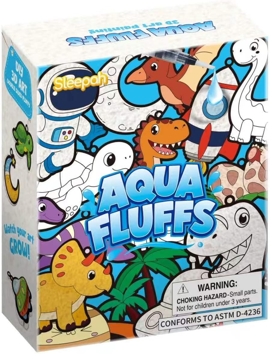 Aqua Fluffs Mess-Free 3D Puffs Art Kit for Kids Double-Sided Craft Set Kit