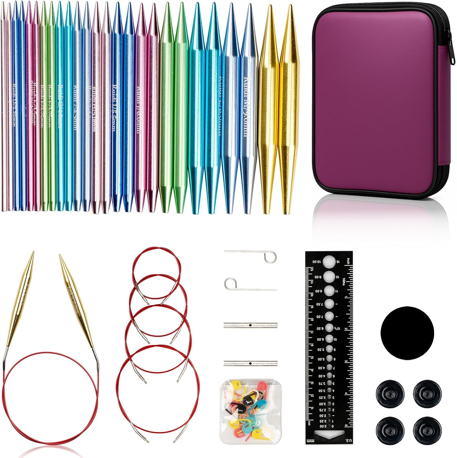Ruidi Interchangeable Aluminum Circular Knitting Needles Set