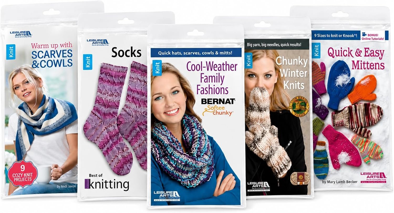 Leisure Arts Fashion Accessories Knit Book Collection, 5pc