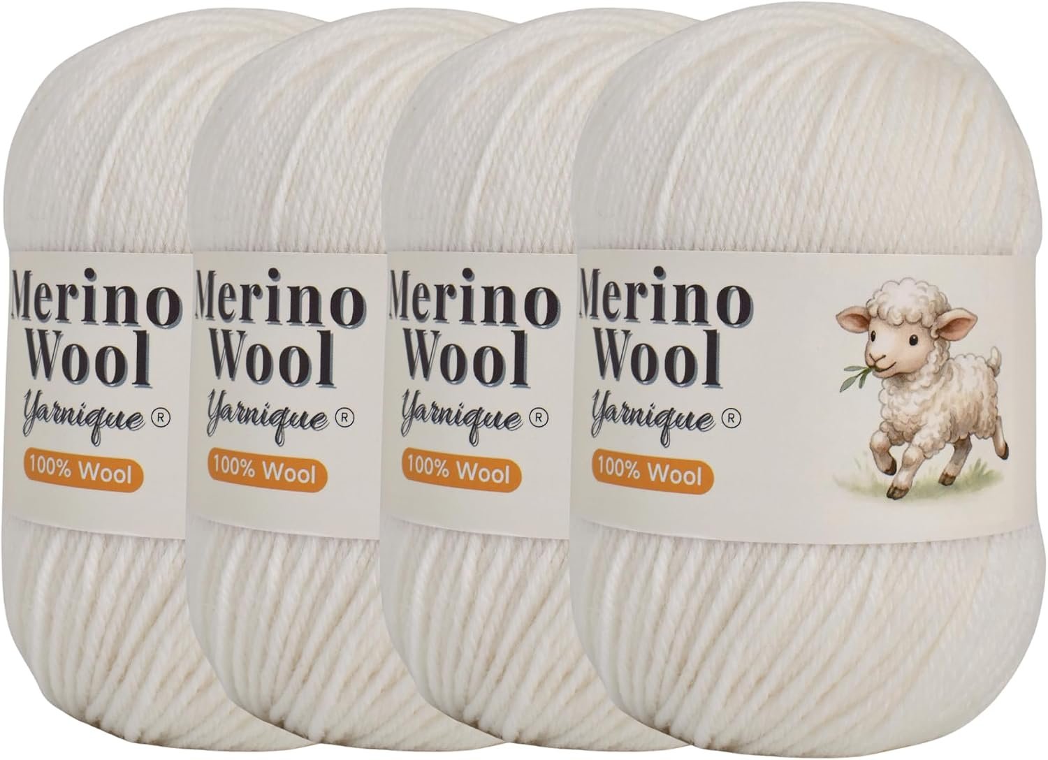 100% Australian Merino Wool Yarn | Size 2 Fine Sport | 4 Balls 200g – 656 Yds | Soft for Knitting & Crochet (01 Soft Ivory)