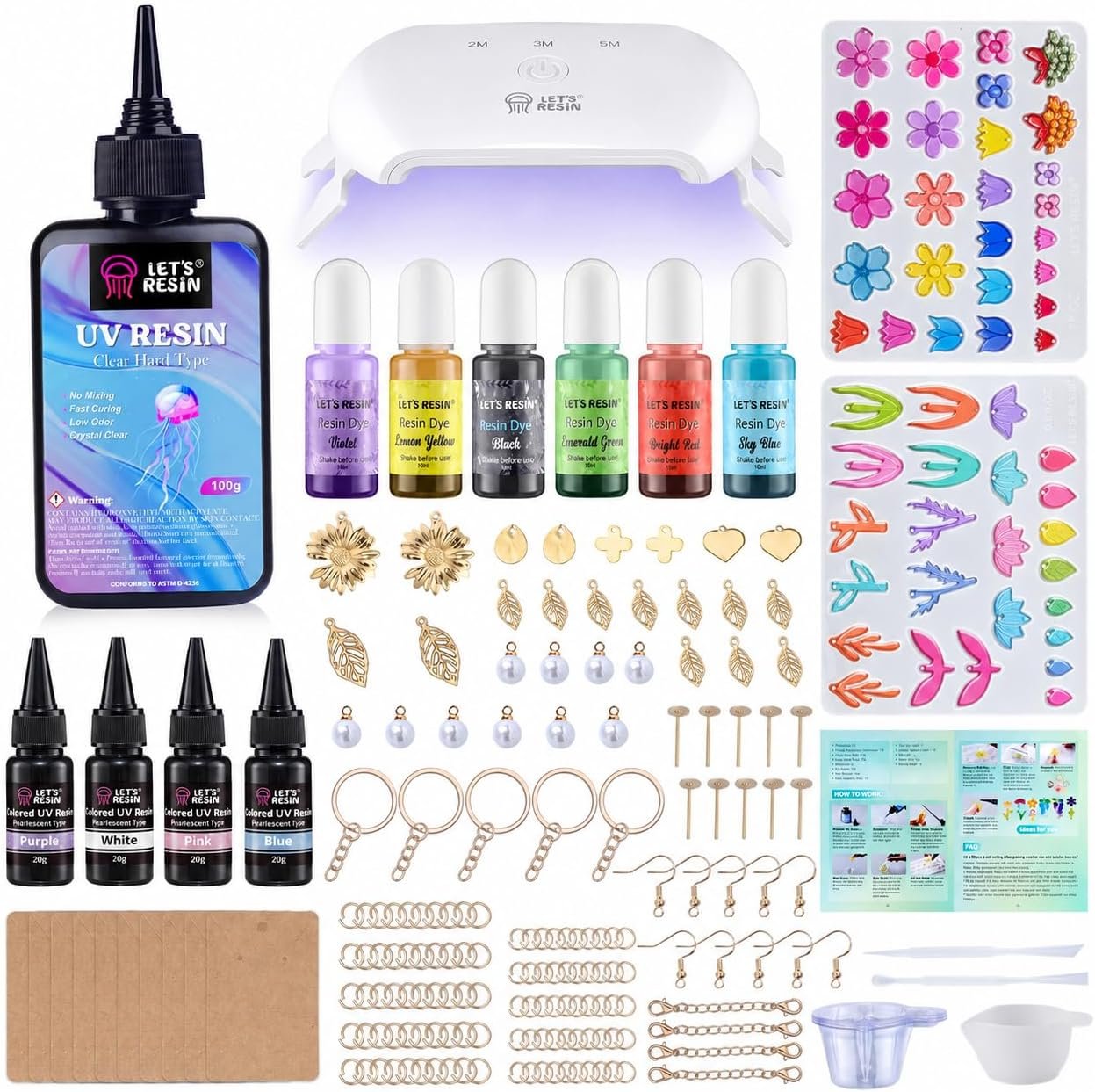 LET’S RESIN UV Resin Kit with Light, Resin Jewelry Making Kit for Beginners