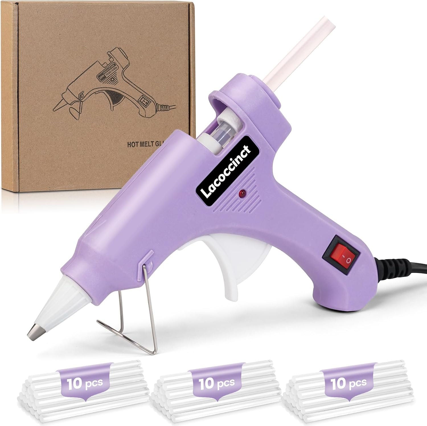 Hot Glue Gun Kit with 30 Glue Sticks, 20W Mini Glue Gun Set (Light Purple)