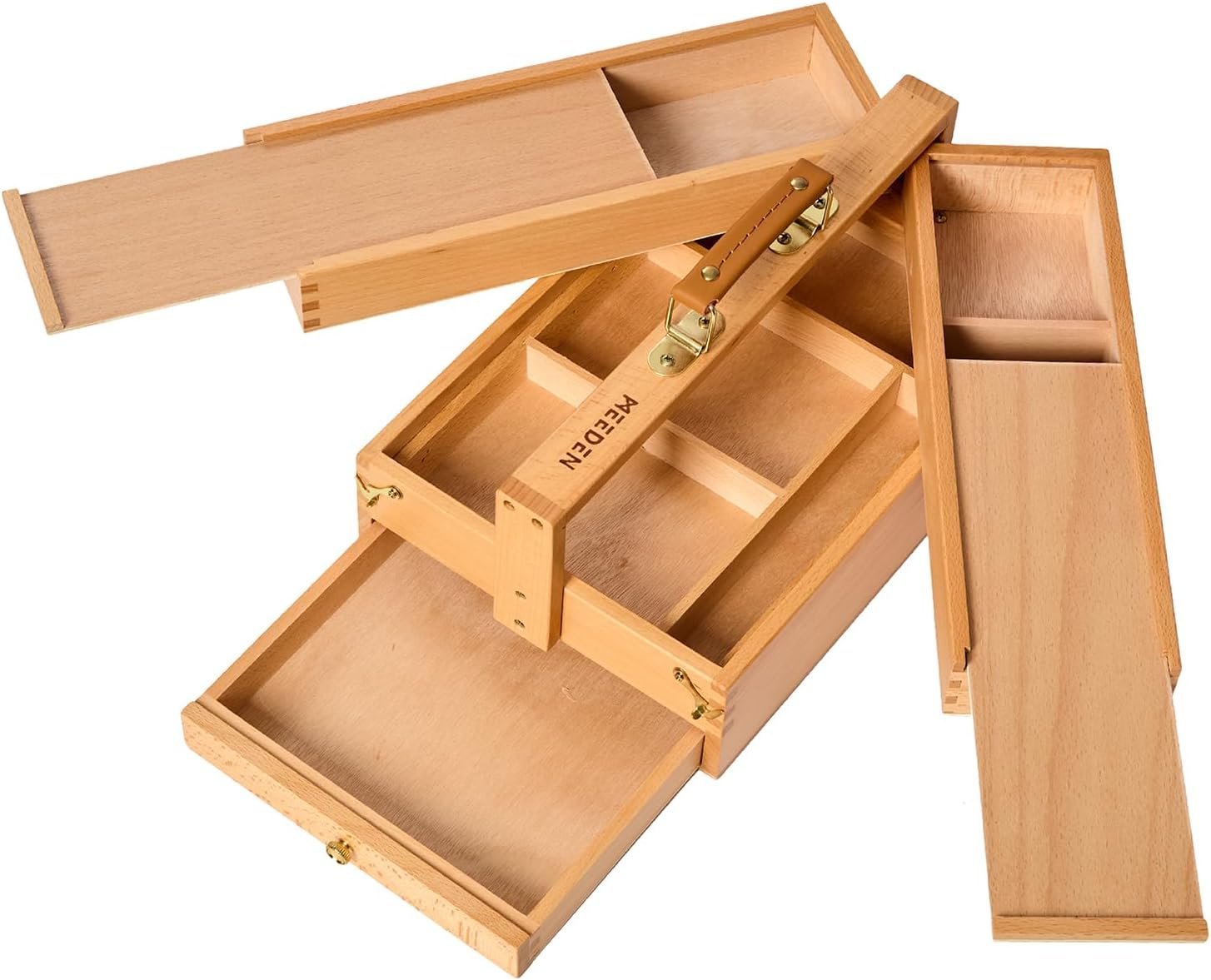 MEEDEN Portable Artist Supply Storage Box: Foldable Beech Wood Box