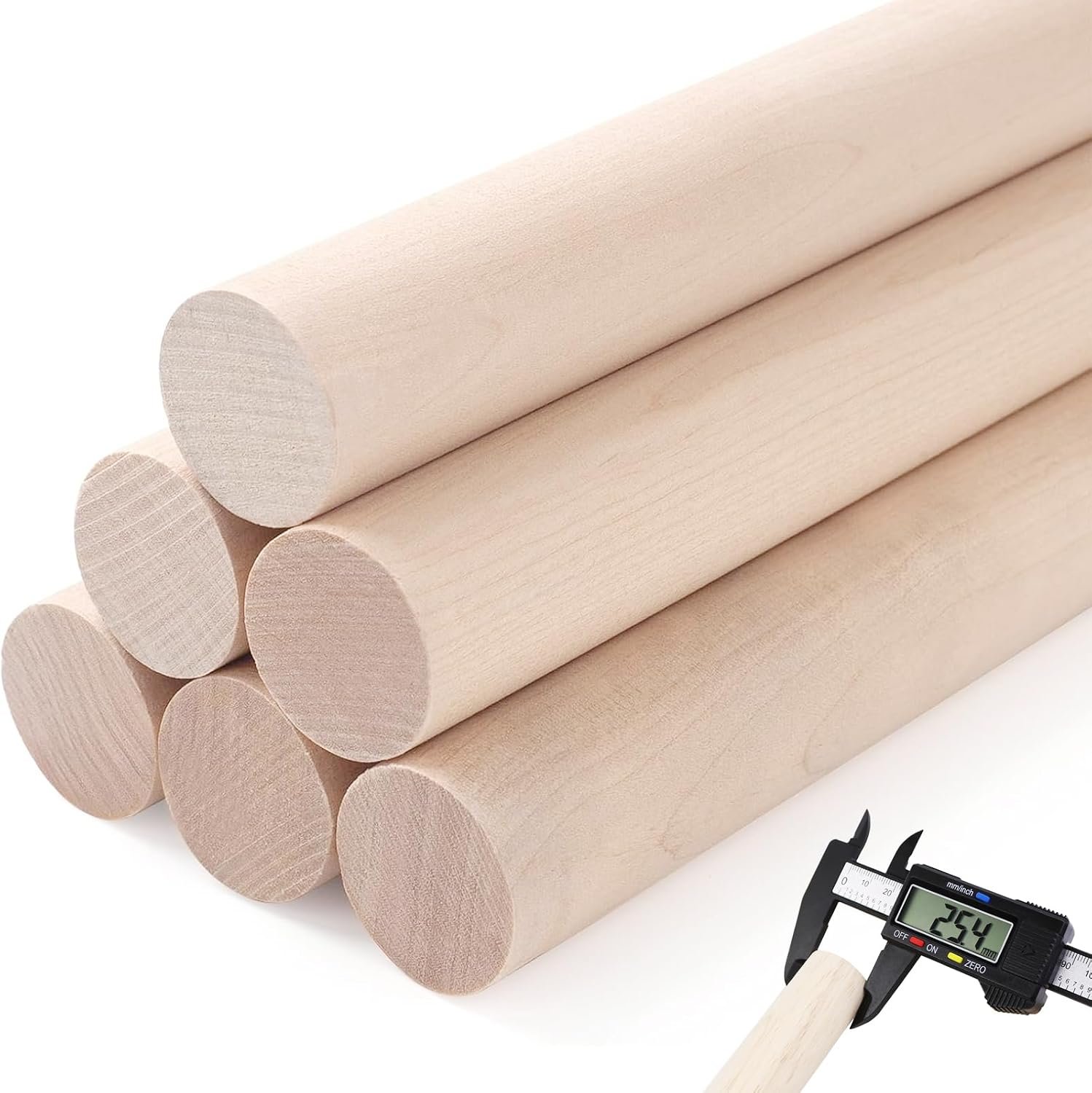 Yaliuliu 6PCS Dowel Rods Wood Sticks,1×12 Inch Unfinished Round Wooden Hardwood Sticks for Arts,DIY, Crafts,Tiered Cake Support and Wedding Ribbon Wands
