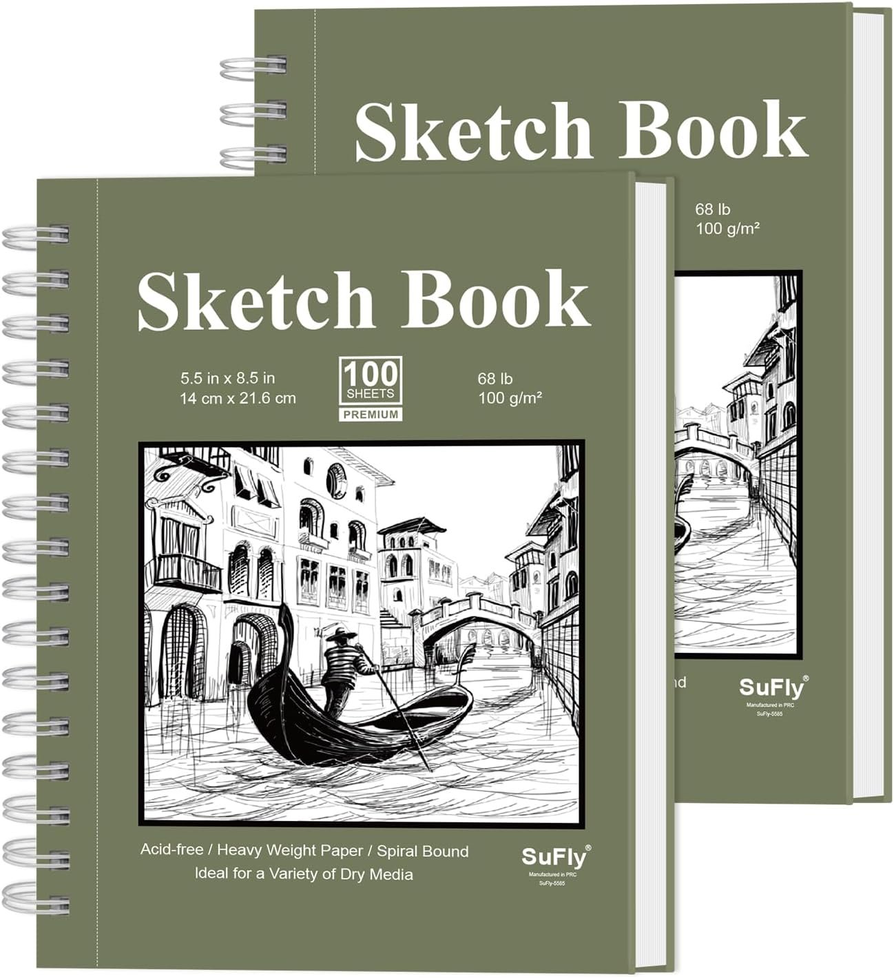 SuFly Small Sketch Book 5.5″x8.5″, 2-Pack Mini Sketchbook, Spiral Bound Sketchbook Hardcover with 200 Sheets of 68lb/100gsm Mini Drawing Pad Paper, Small Sketch Pads for Drawing for Adults & Kids.