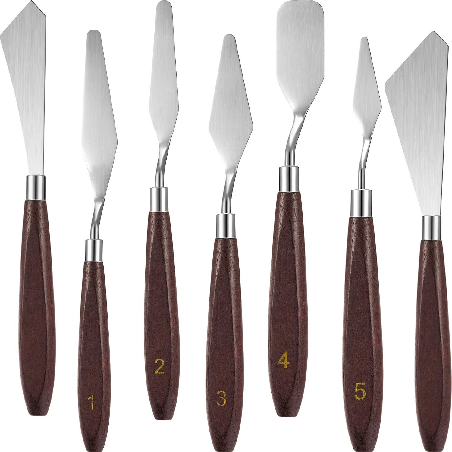 Honoson 7 Pcs Painting Knife Palette Knife Set Steel Spatula,Redwood Color
