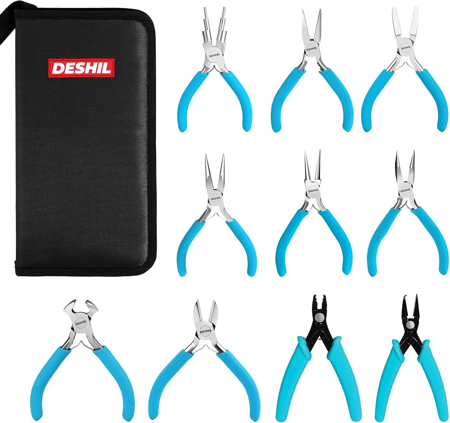 DESHIL 10 Pcs Jewelry Pliers Set for Jewelry Making, Wire Wrapping, Beading