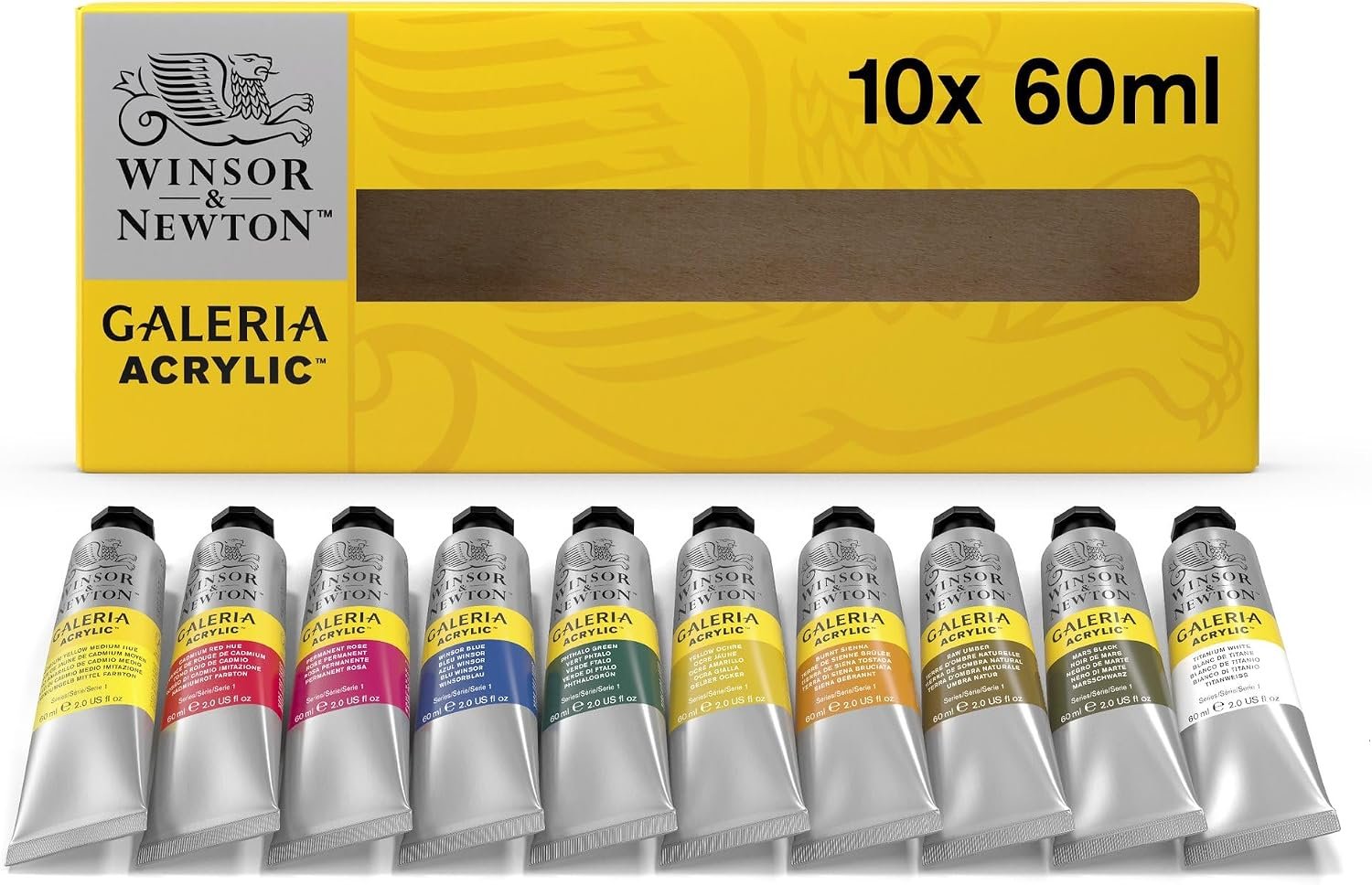 Winsor & Newton Galeria Acrylic Paint, 10 x 60ml (2–oz) Tube Paint Set