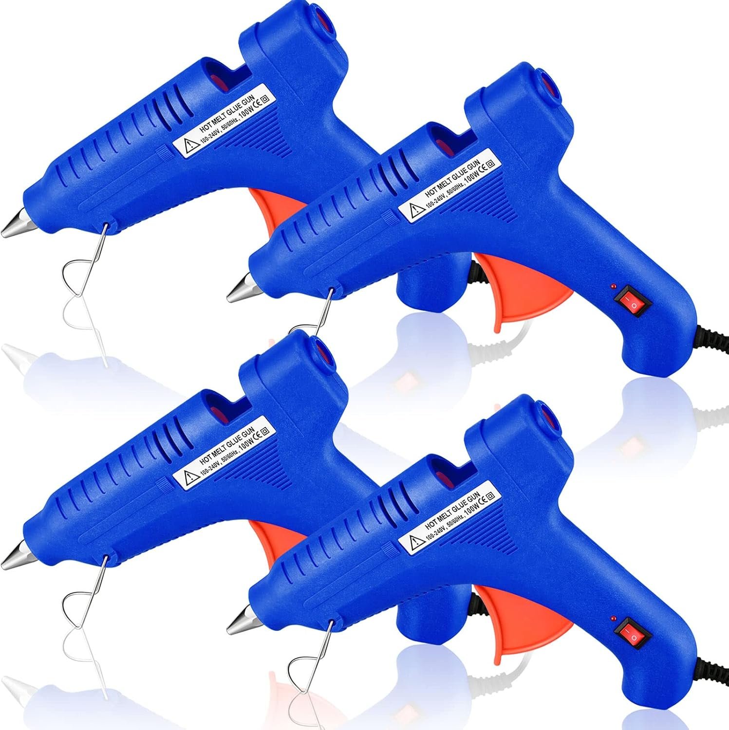 Therwen 4 Pieces 100w Full Size Hot Glue Gun Bulk, Blue