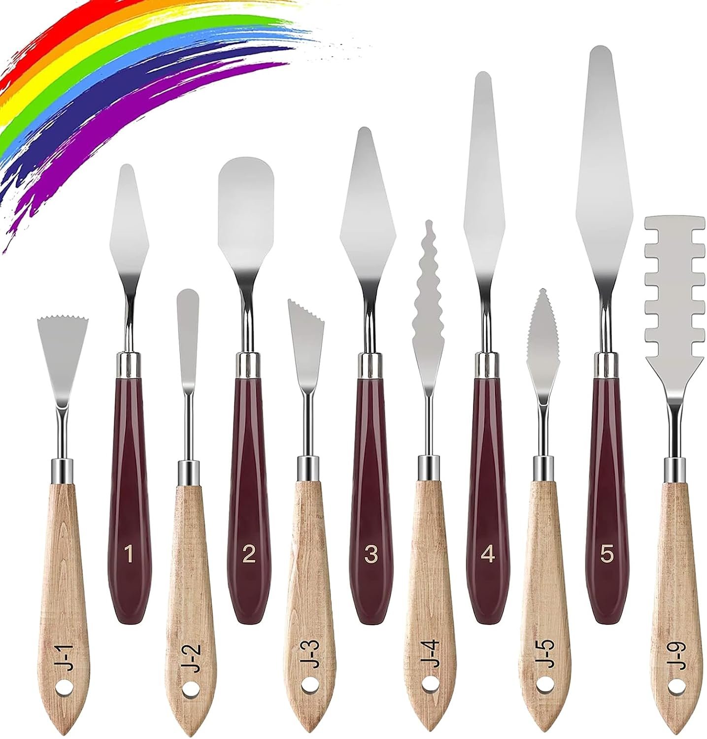 Palette Knife Set, 11 Pieces Stainless Steel Spatula Palette Knives Painting Accessories Art Supplies for Oil Painting, Gouache, Watercolor, Rock Painting