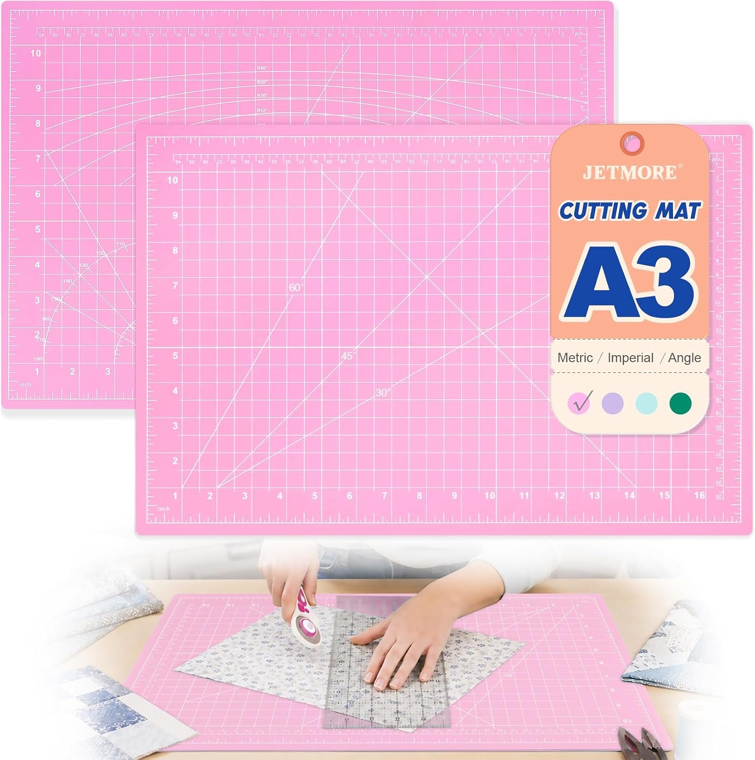 JETMORE Cutting Mat, 12″x18″ Cutting Mat for Sewing, Grid Lines Craft Mats
