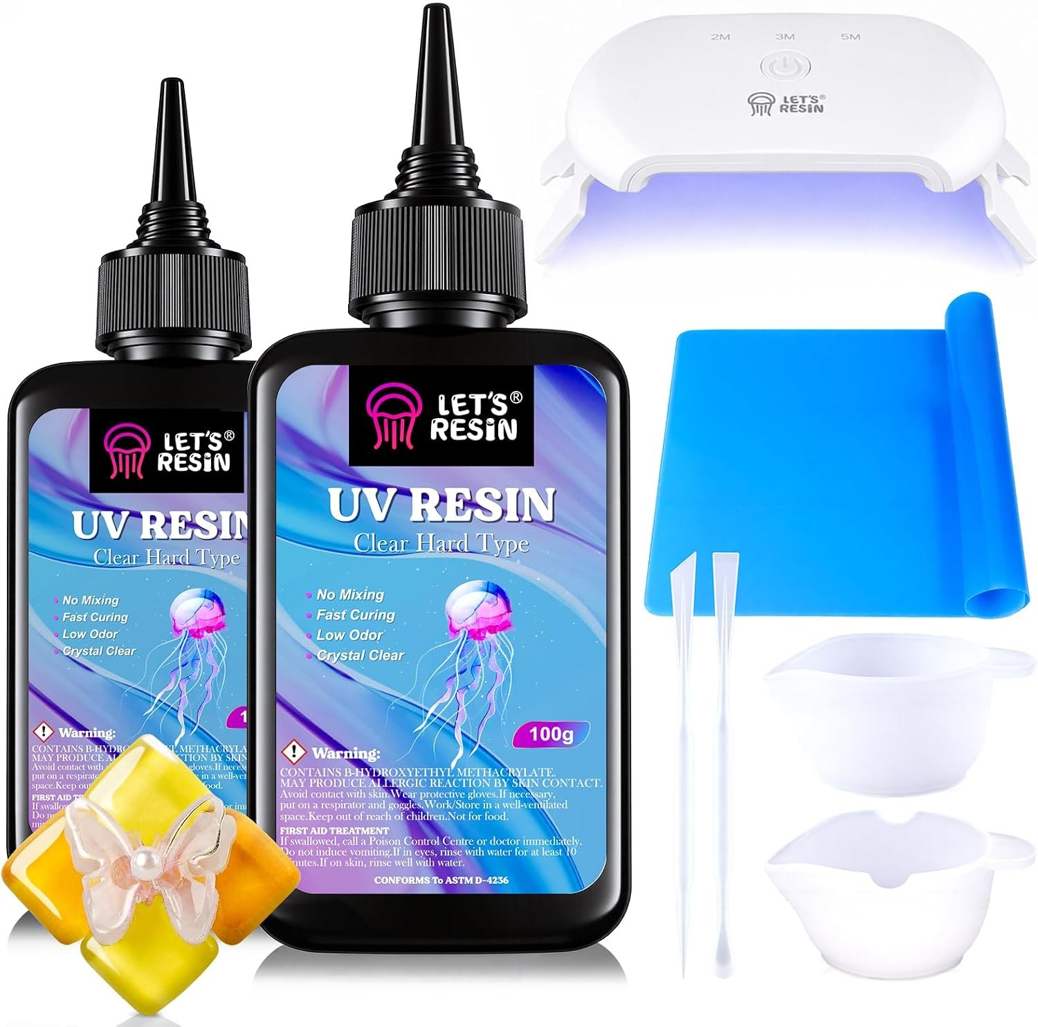 LET’S RESIN UV Resin with Light, Upgraded 200g Starter Kit for Jewelry