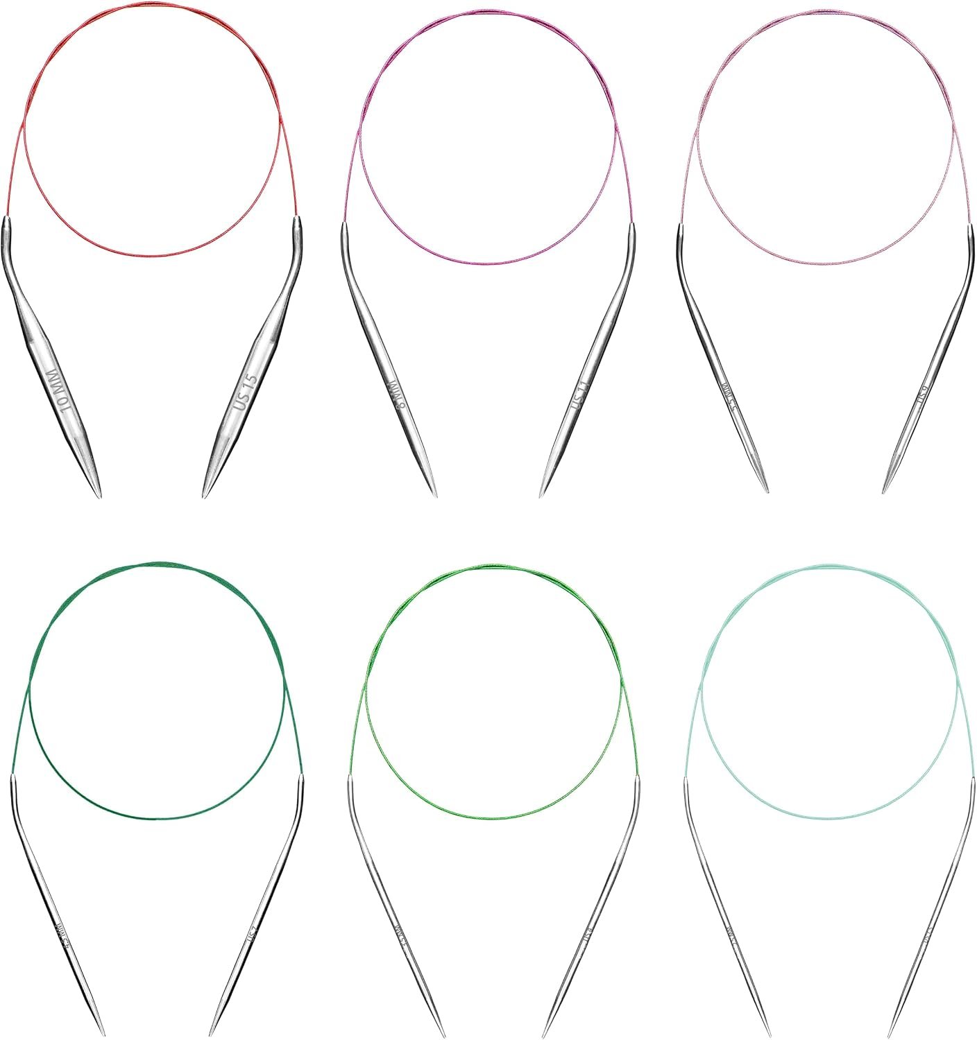 40 inch Circular Knitting Needles Set 6 Sizes Round Magic Loop