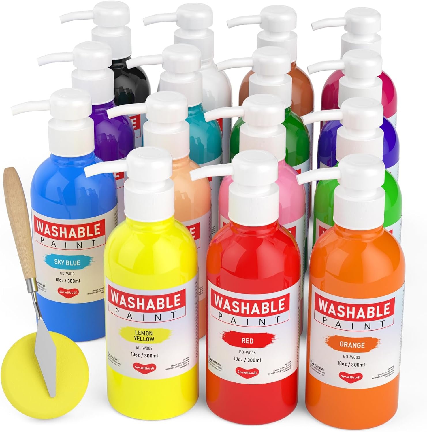 Smallbudi 15 Colors Washable Paint Set for Kids Pumpkin Finger Paint 10oz