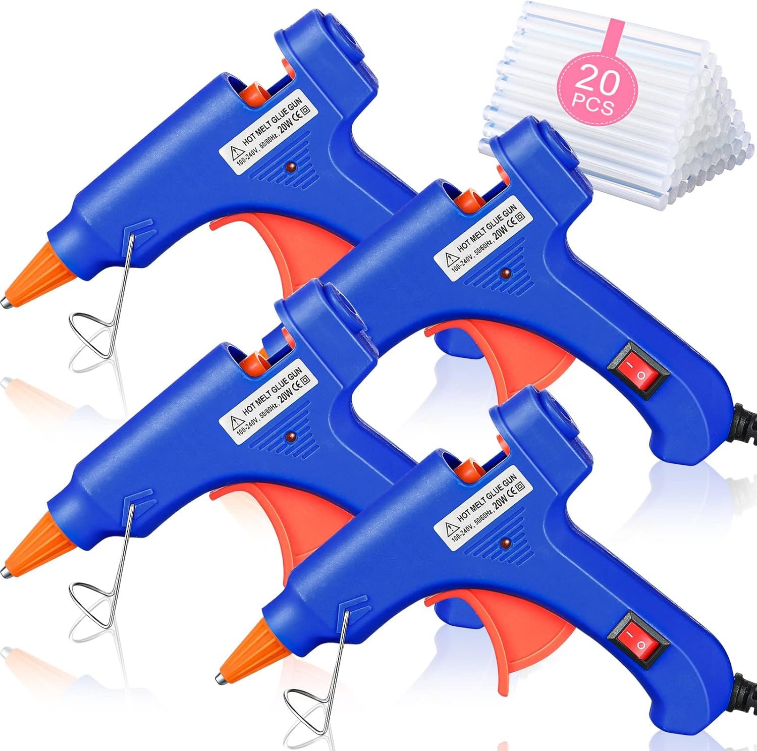 Zhengmy 4 Pieces Mini Hot Glue Gun with Sticks, 20w Low Temp