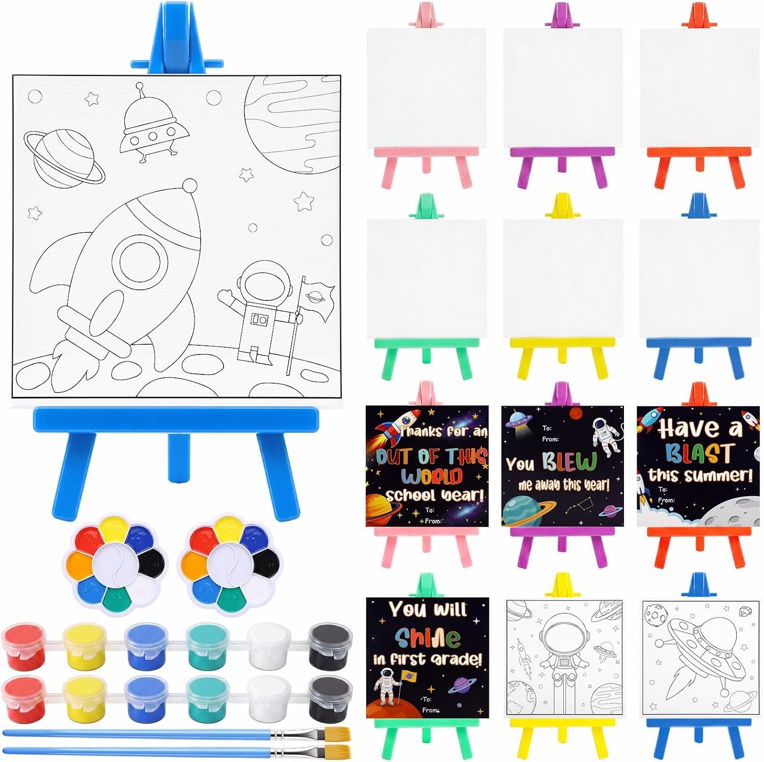 24 Set Mini Canvas Painting Kit Easel Paint Sets Art Party Favors