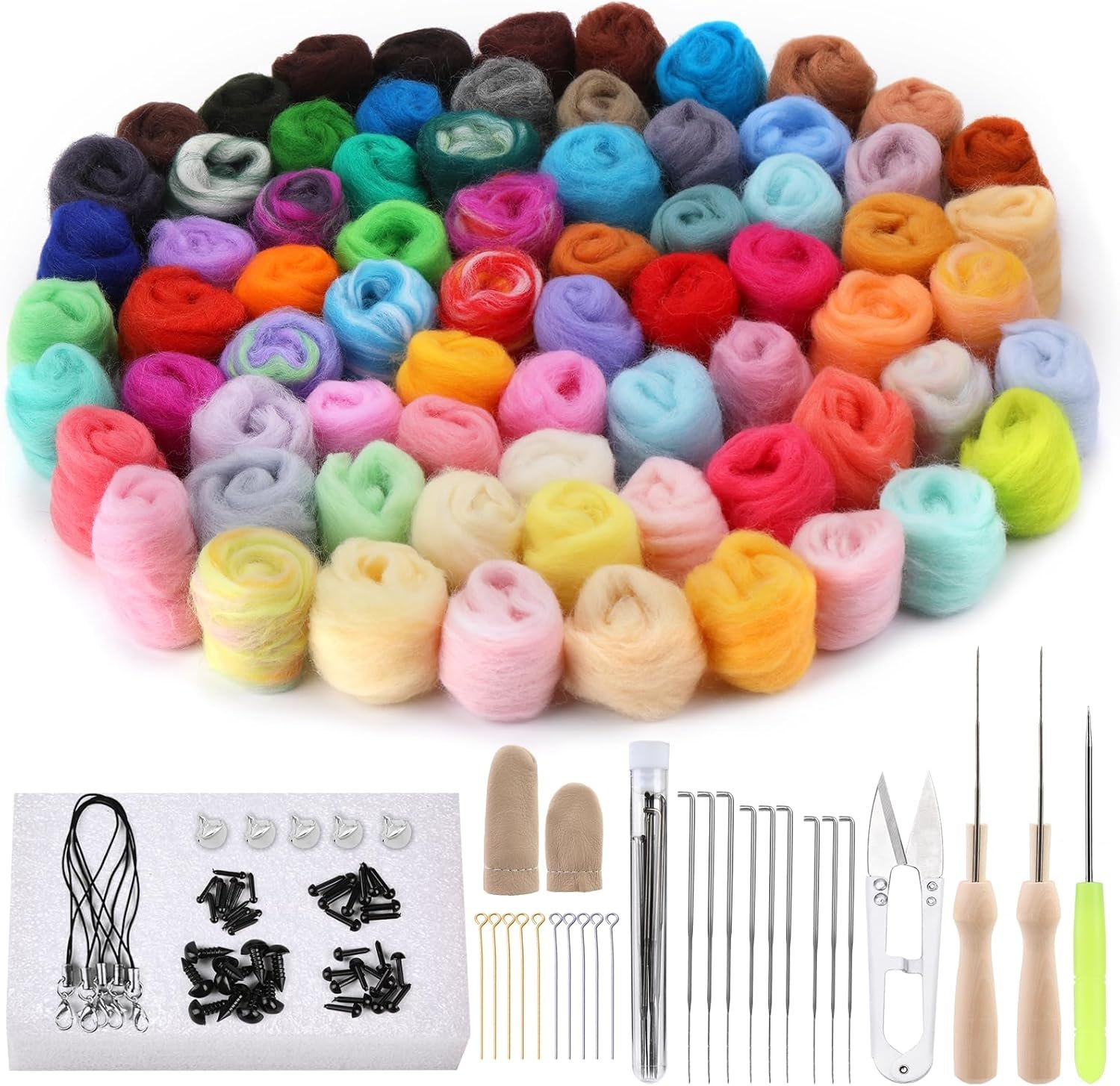 IMZAY Needle Felting Kit, 72 Colors Felting Wool Kit Wool Roving