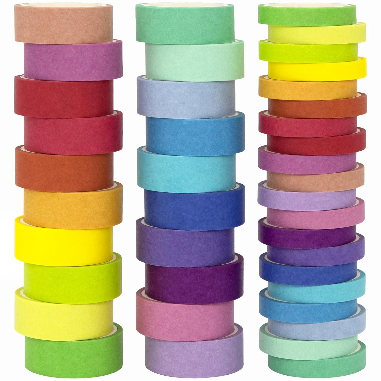 WAPETASHI Washi Tape Set – 40 Rolls, 2 Sizes Rainbow Decorative Tape for Journaling & Scrapbooking