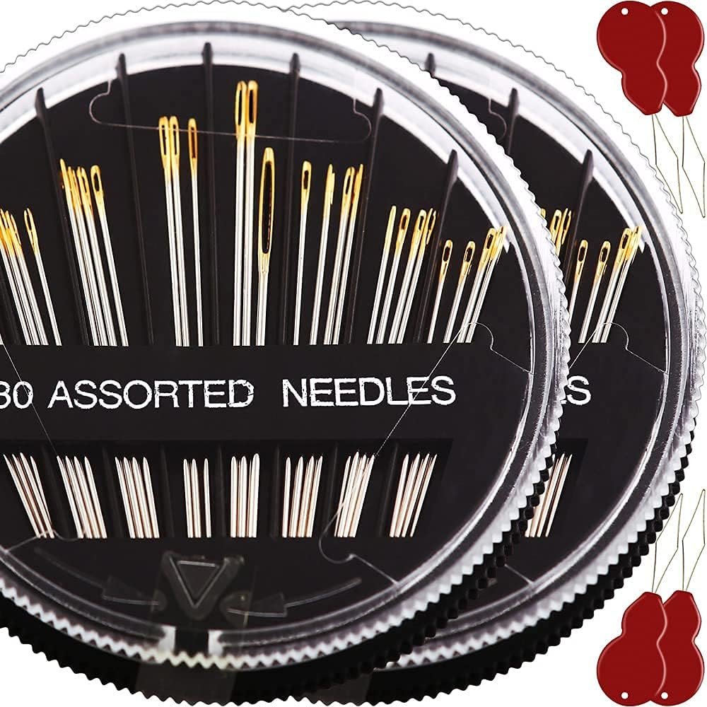 60 Pack, Premium Sewing Needles for Handsewing, Assorted Sizes, 6 Sizes Sewing Sharp Needles, 6 Pcs Big Eye Hand Sewing Needles, Sewing Needles Large Eye, Embroidery Needles for Hand Sewing