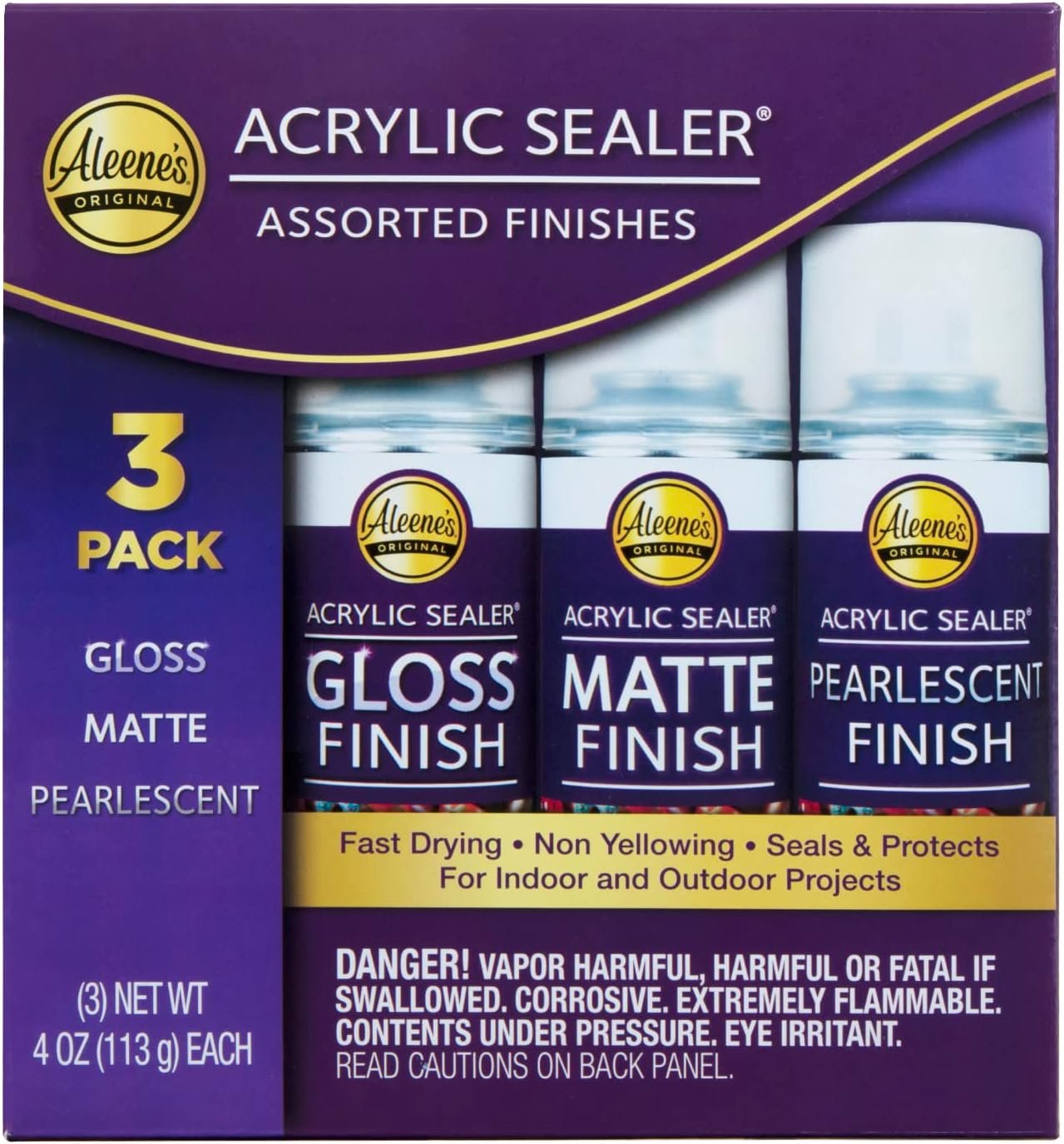 Aleene’s Acrylic Spray Sealer Finish Varitey Pack 4 oz. 3 Pack – Gloss, Matte, Pearlescent