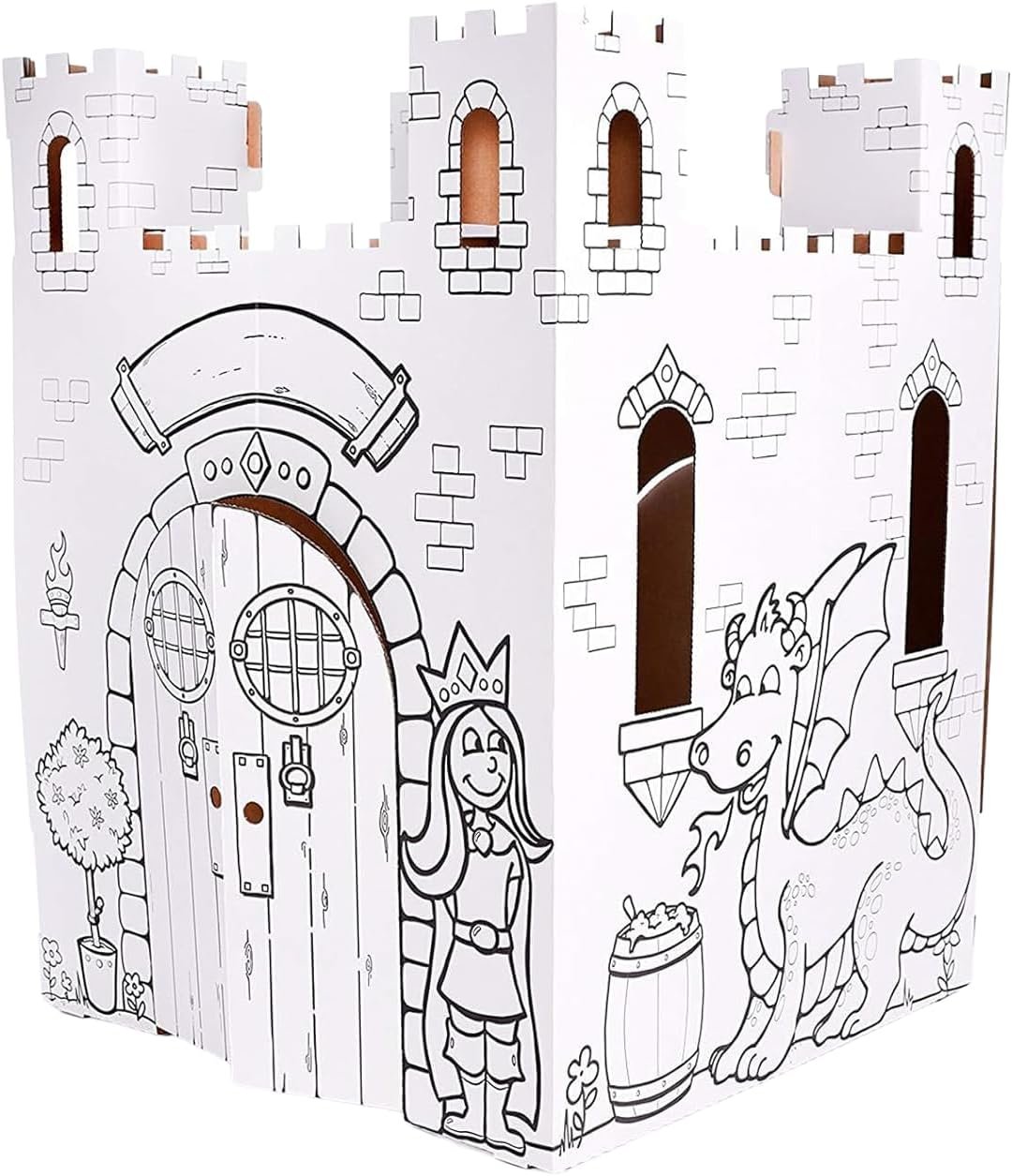 Easy Playhouse Cardboard Fairy Tale Castle – Kids Color & Draw Fort