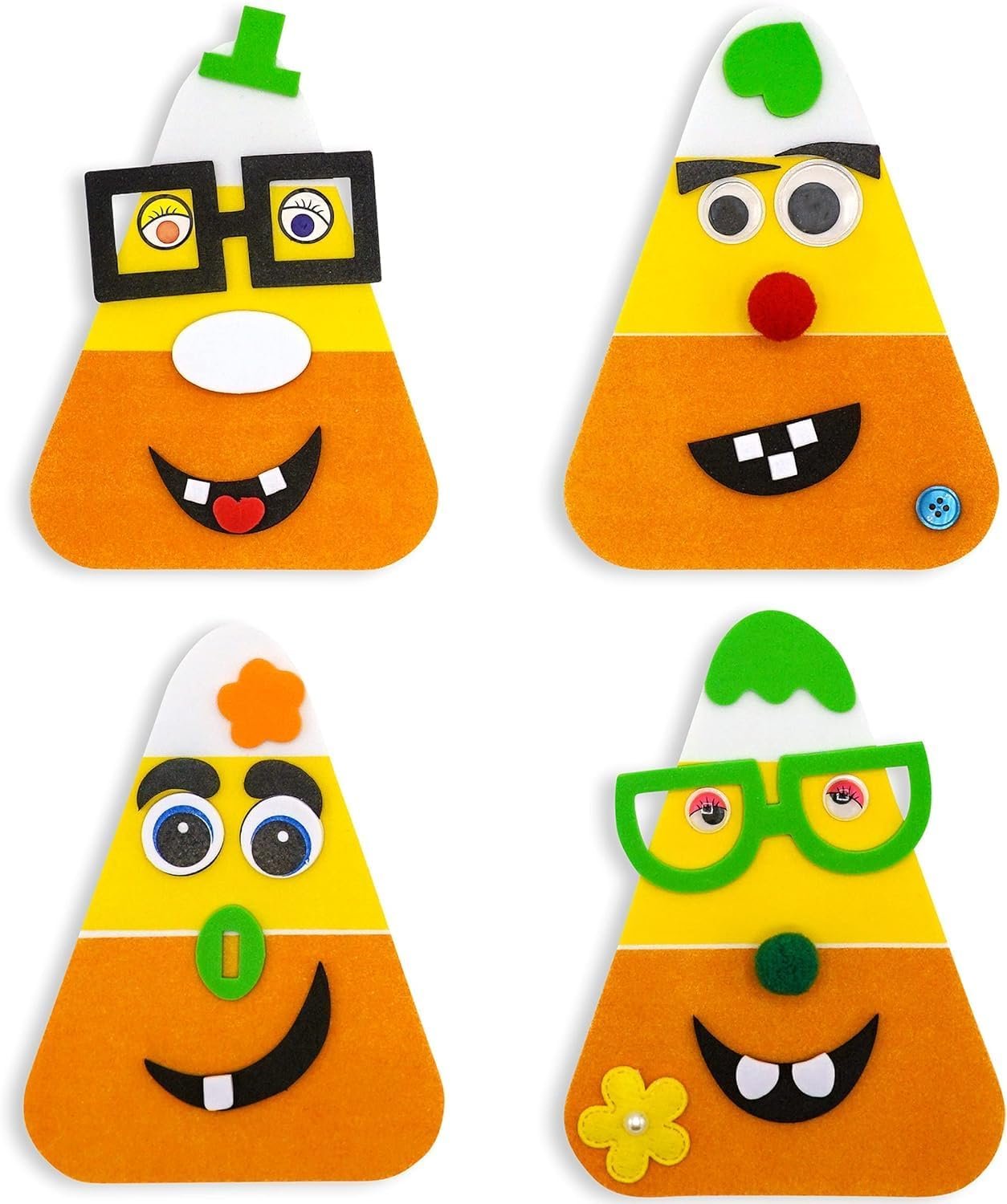 4E’s Novelty Halloween Crafts for Kids (4 Pack) Goofy Candy Corn Magnet Foam Craft Kit – Fall Arts and Crafts Activities