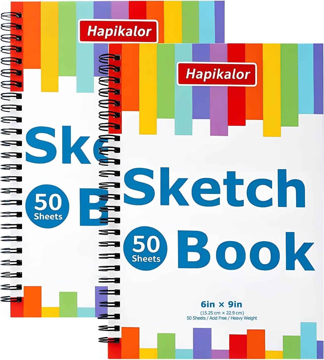 6″ x 9″ Sketch Book, 2-Pack 50 Sheets 68lb/100gsm, Spiral Bound Sketchbook