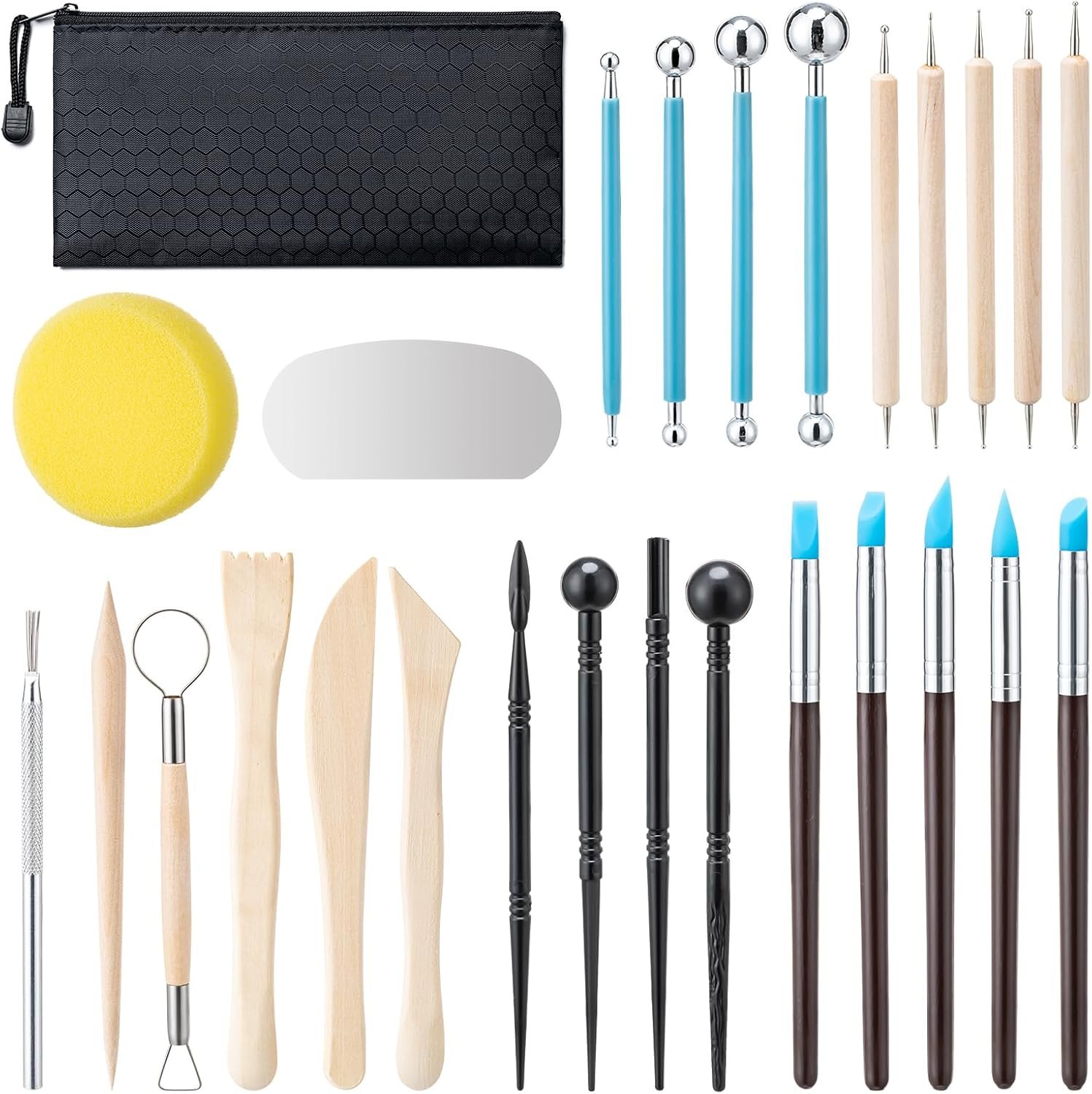 Amrules 27 Pcs Polymer Clay Sculpting Tools Kit for Adults, Light Yellow