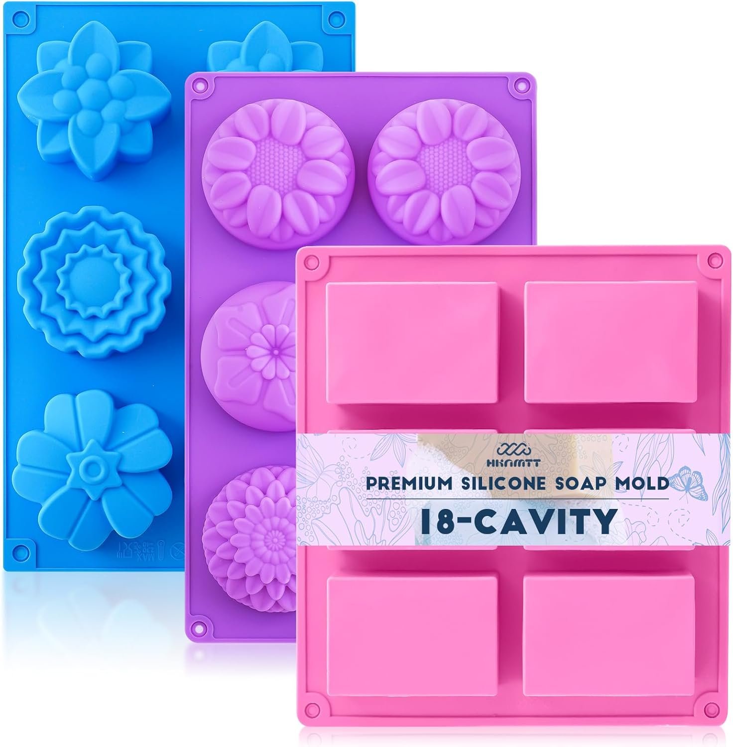 HKNMTT 3Pcs Soap Molds 6-Cavity Multi-Design Silicone Mold for DIY Craft