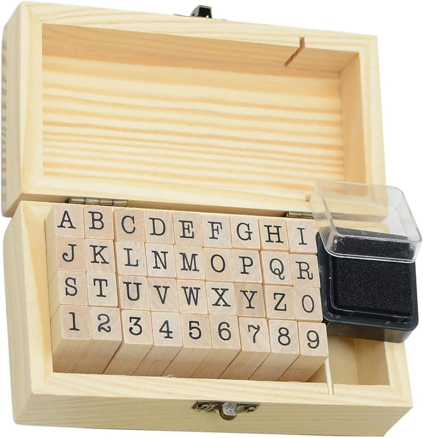 36 Pcs Wooden Rubber Stamps, 0.2 Inch Letter and Number for DIY Craft Card and Photo Album (B)