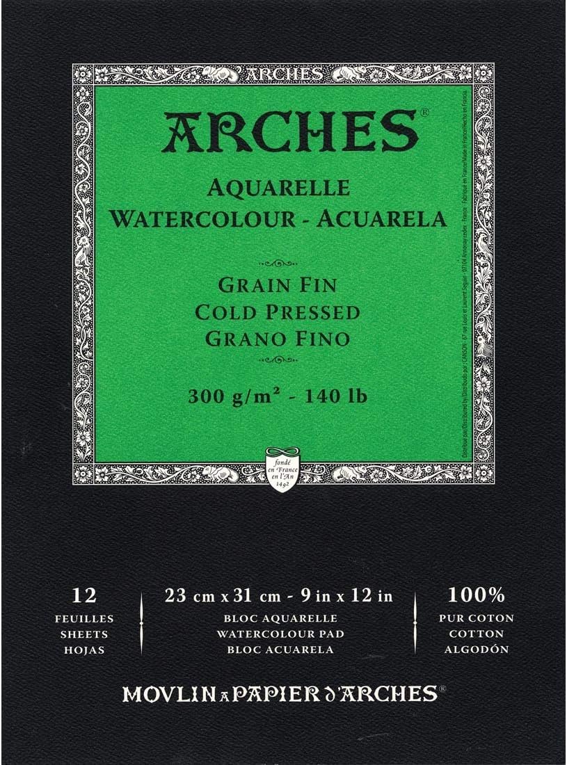 Arches Watercolor Paper Pad, 140 pound, Cold Press, 9″x12″