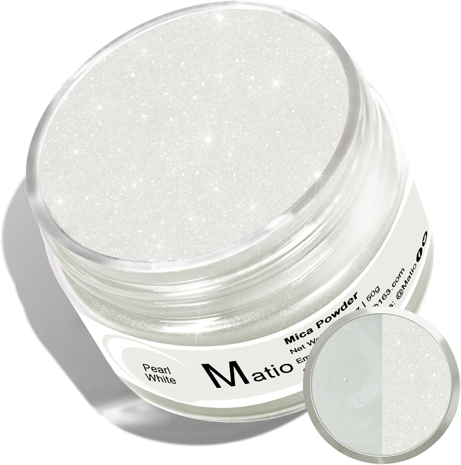 Matio Pearl White Mica Powder, 1.8oz/ 50g Pearlescent Effect Mica Powder