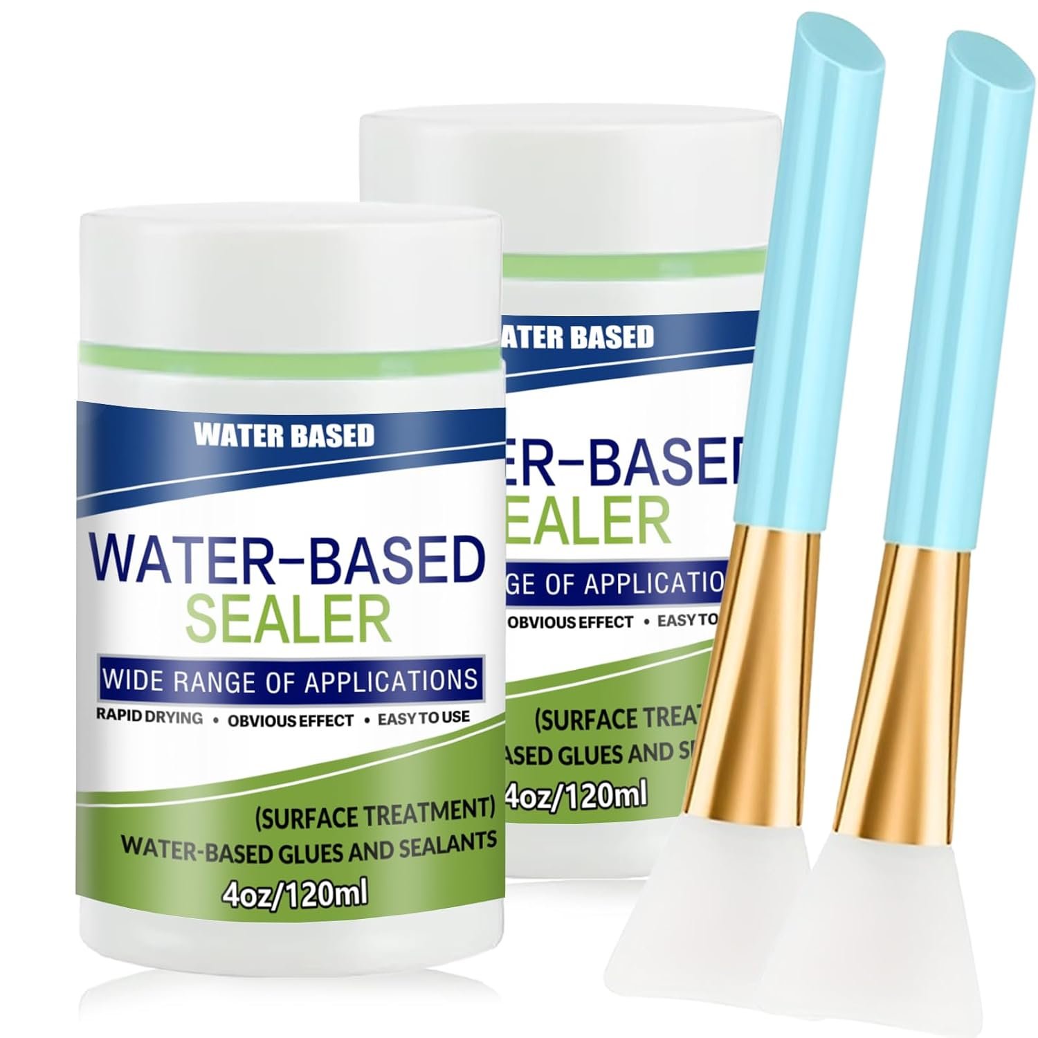 2 Pack 120ml Water-Based Sealer with Brush – Multi-Purpose Clear Surface Sealant & Adhesive for DIY Crafts, Wood, Plastic, Paper, and Art Projects, Fast Drying Non-Yellowing Finish