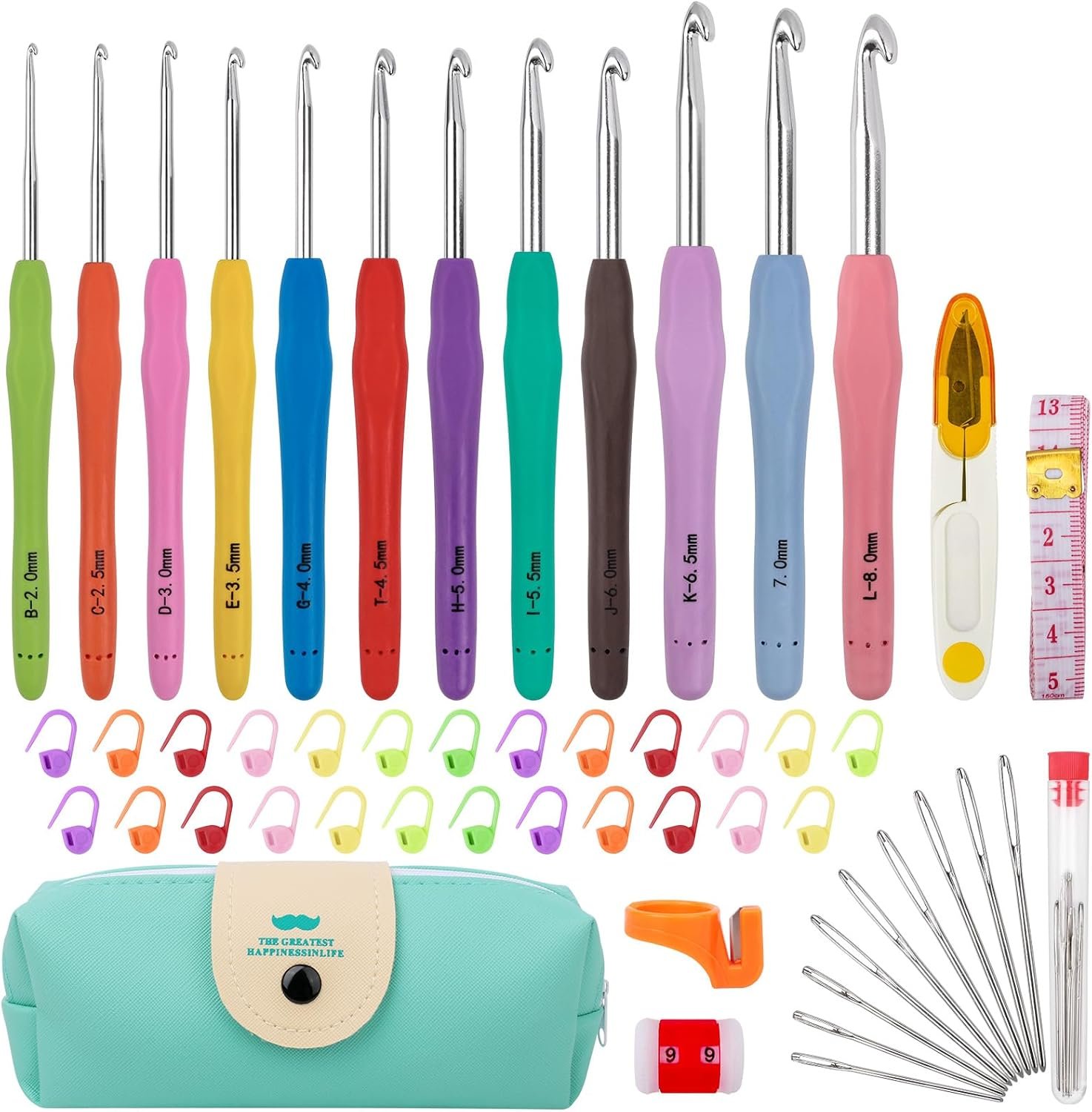 MECHEER Crochet Hooks 12 Sizes Set, 51 Pack Yarn Crochet Kit for Beginners