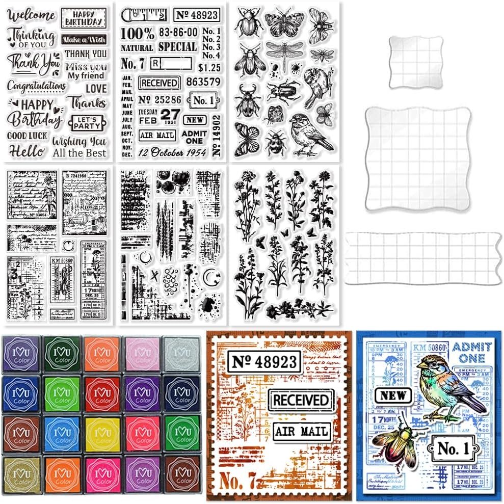 29Pcs Acrylic Stamps for Crafting Clear Stamps for Card Making