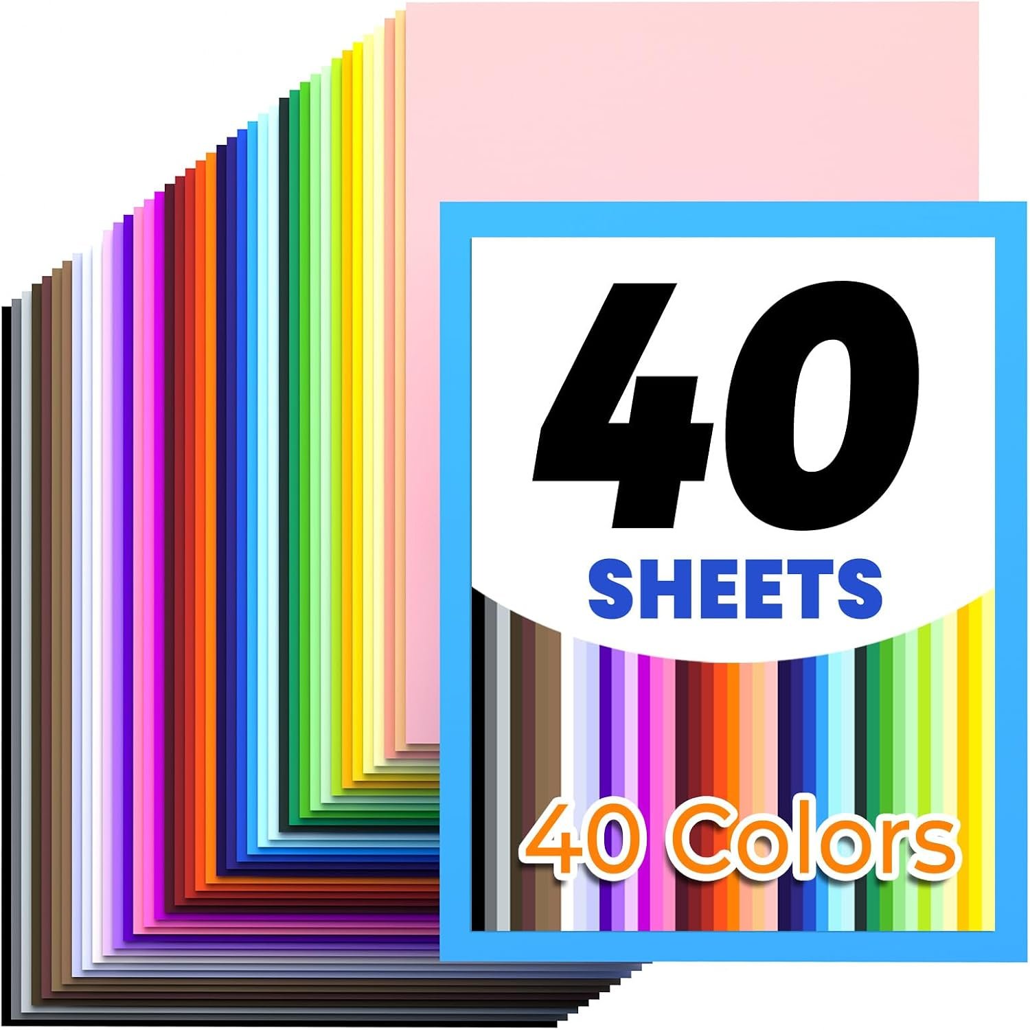 40 Sheets Colored Cardstock, 8.5″ X 11″, 40 Colors Card Stock Paper