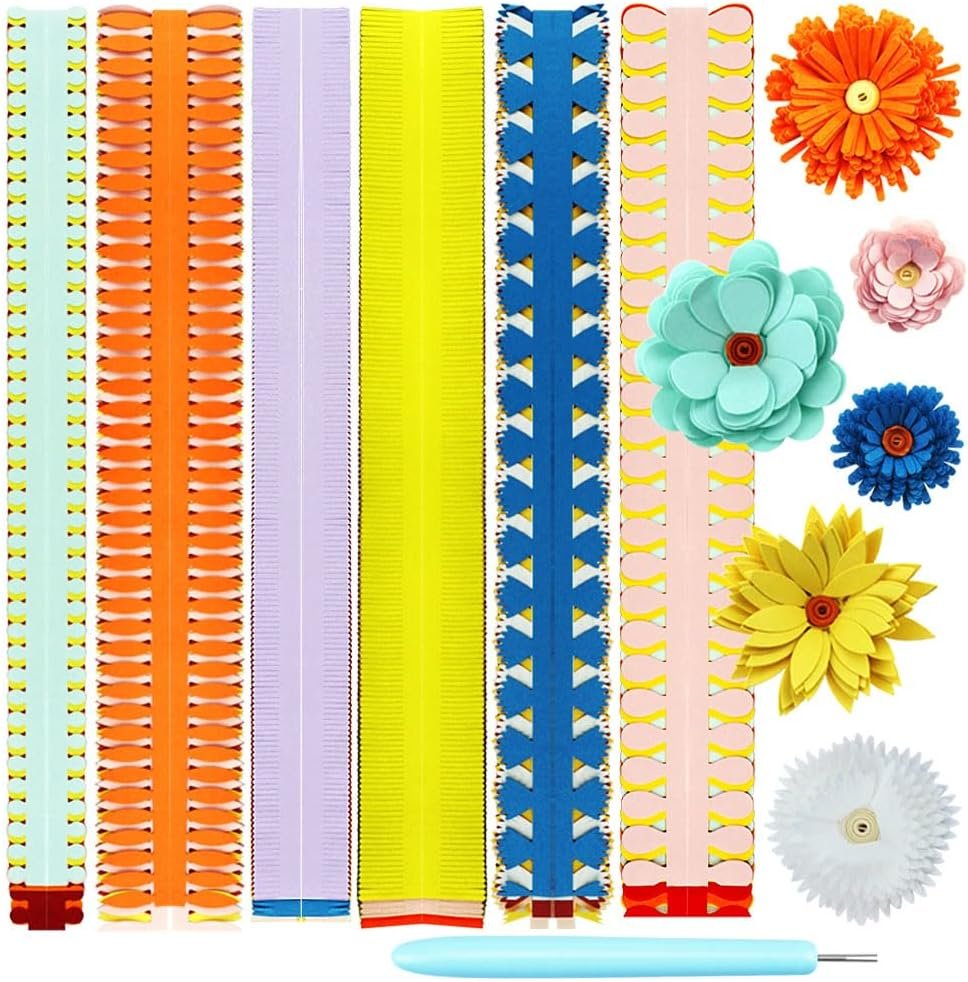 FAZHBARY Quilling Paper Flowers Kit Colorful 6 Set Petal Paper Quilling Strips Bulk and Paper Quilling Tools for Beginners DIY Handmade Art Crafts