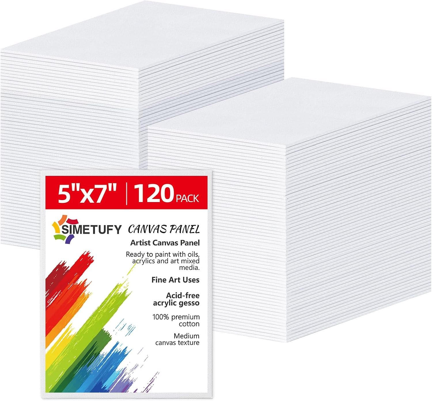 Simetufy 5x7inch 120 Pack Small Painting Canvas Boards- Gesso Primed