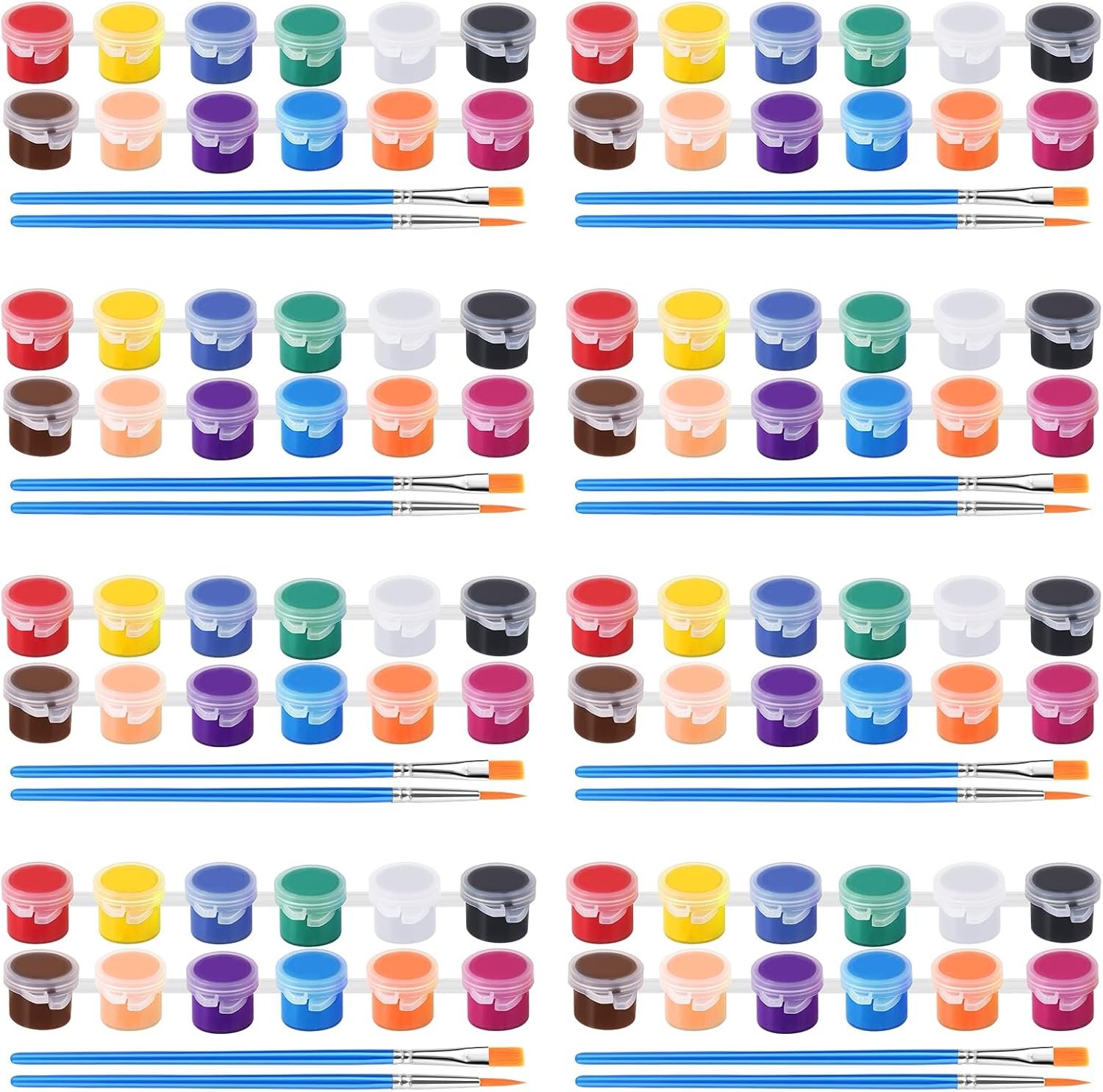 8 Pack Mini Acrylic Paint Set, 12 Colors Acrylic Paint Strips with 16 Brushes, Washable Paint for Kids & Adults Craft, 112 PCS Painting kit for Easter Eggs, Birthday, Party Favor, Classroom Art Gifts