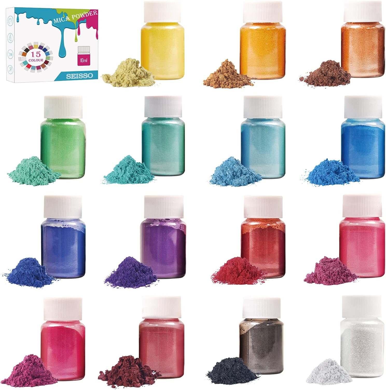 SEISSO Mica Powder, Pigment for Resin, Soap, Candles, Slime Dye Skin Safe