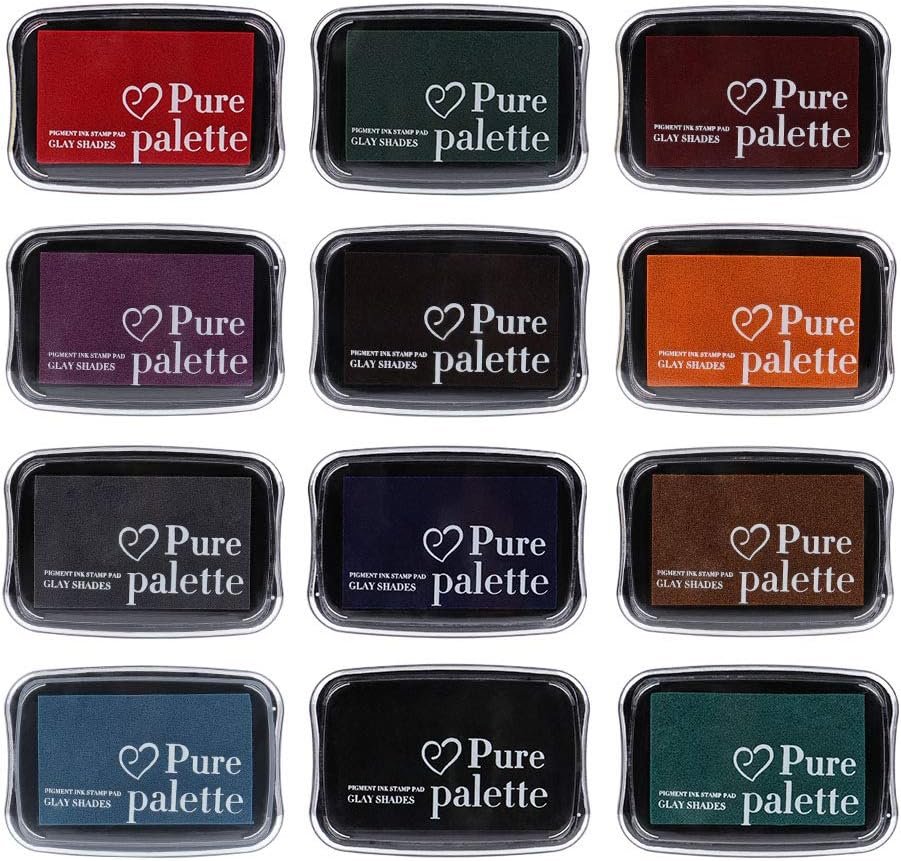 Dizdkizd Ink Pad Set, European Vintage Color Pigment Ink Pad, 12 Colors High Ink Quantity Stamp Pads for Rubber Stamps, Paper, Scrapbooking, Wood Fabric and Craft Supplies